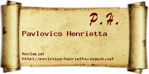 Pavlovics Henrietta névjegykártya